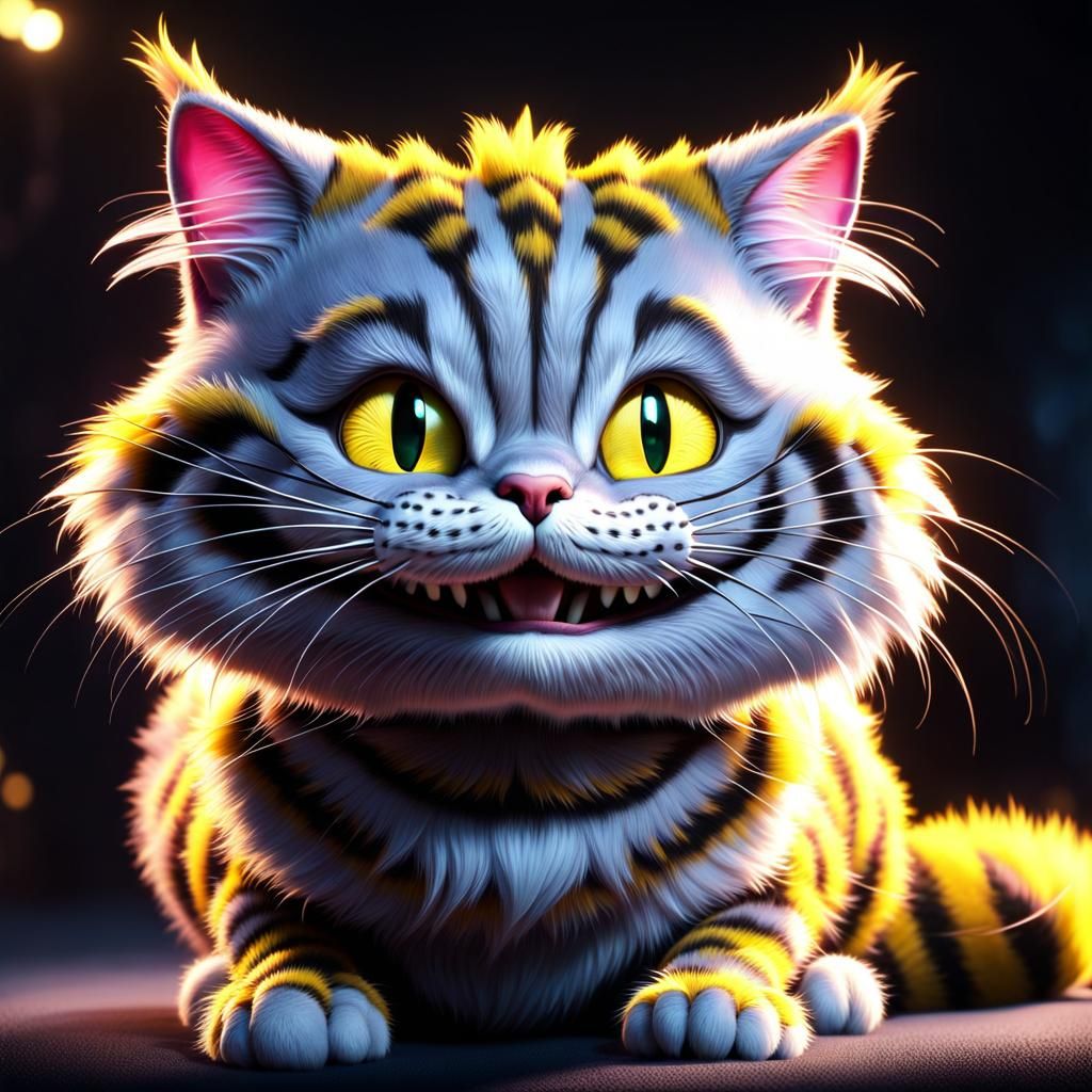 Hyperrealistic Cheshire Cat in Modern Animation Style