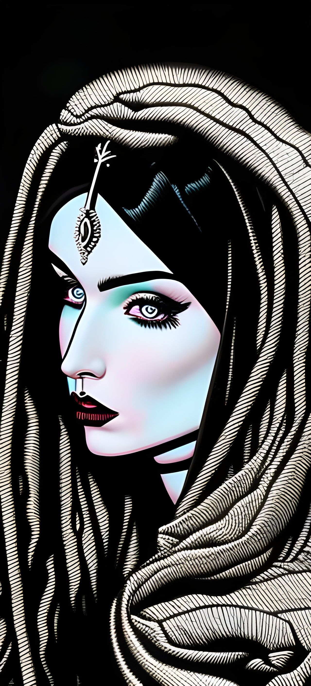 Gothic Goddess in Wedding Gown: Digital Comic Art