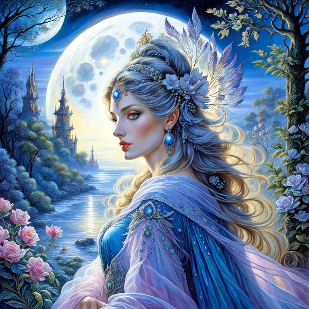 Moonlit Woman: Intricate Art Inspired by Roslin