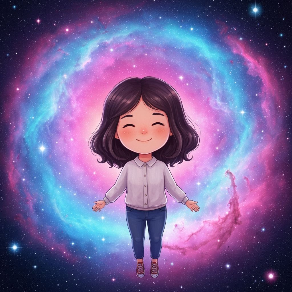 Ethereal Figure Floating in a Colorful Nebula