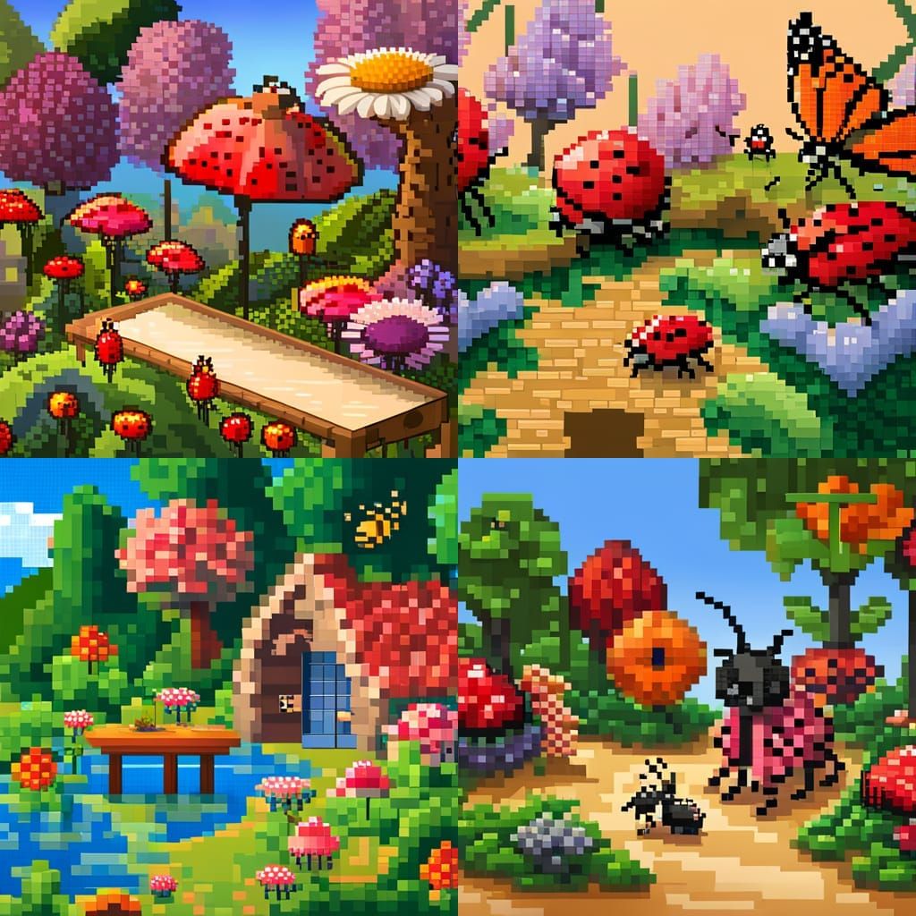 Insect Family Pixel Art Picnic