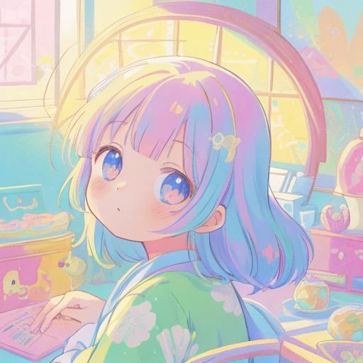 Anime Portrait of Sophia in Manga-Inspired Room