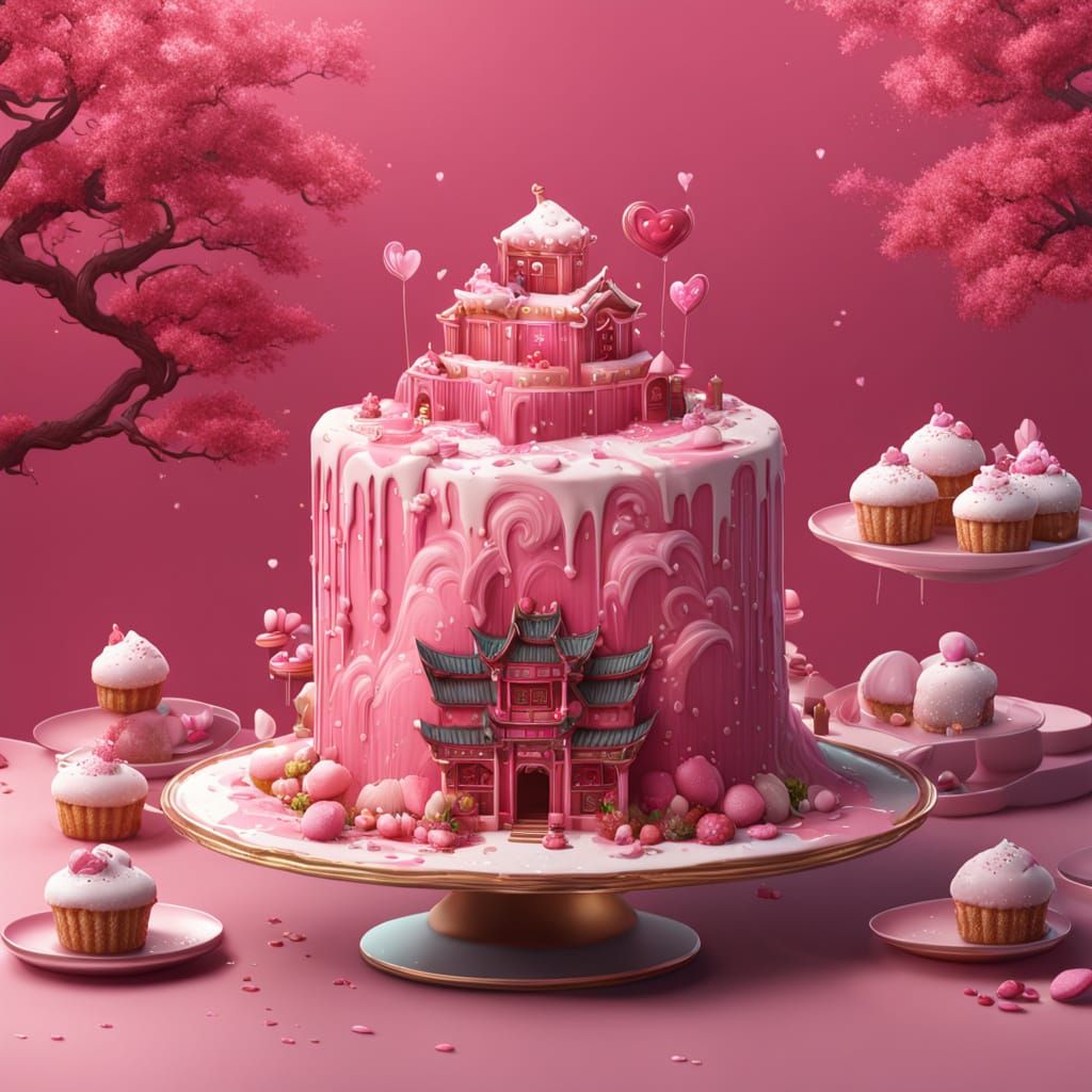 Korean Pink Desserts: Tteok and Chocolate Cake