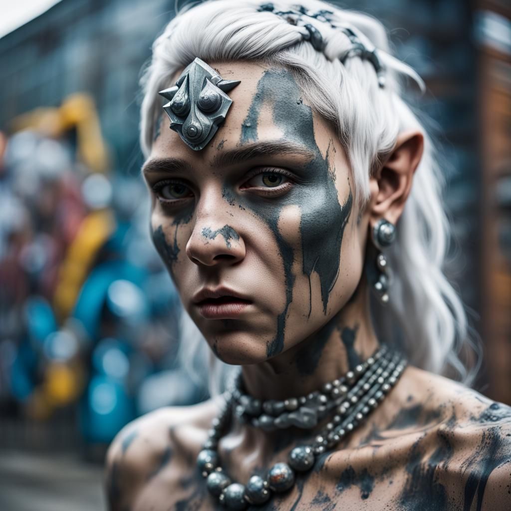 Stone Giant and Girl: Cinematic Graffiti Art