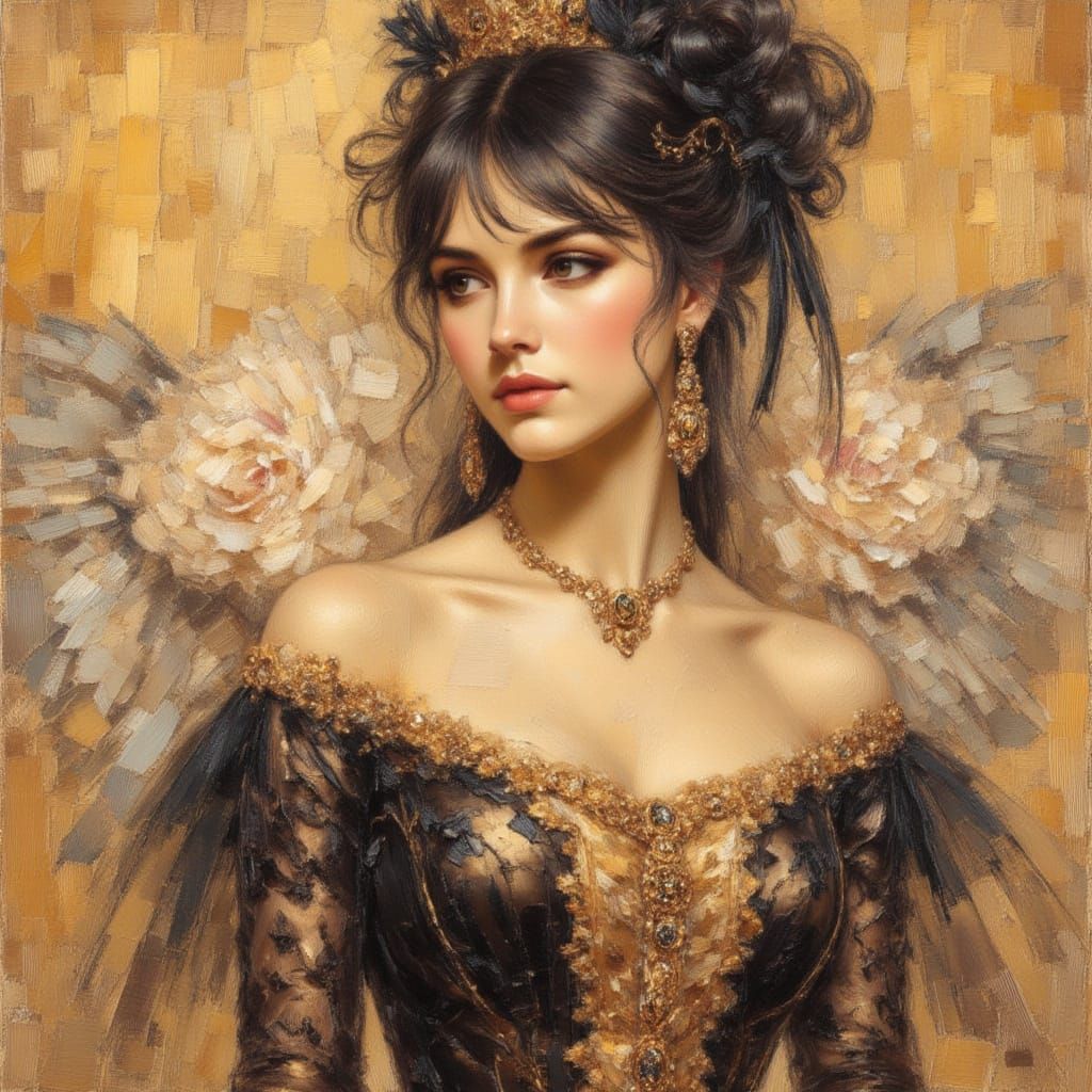 Elegant Princess Portrait in Oil Painting Style