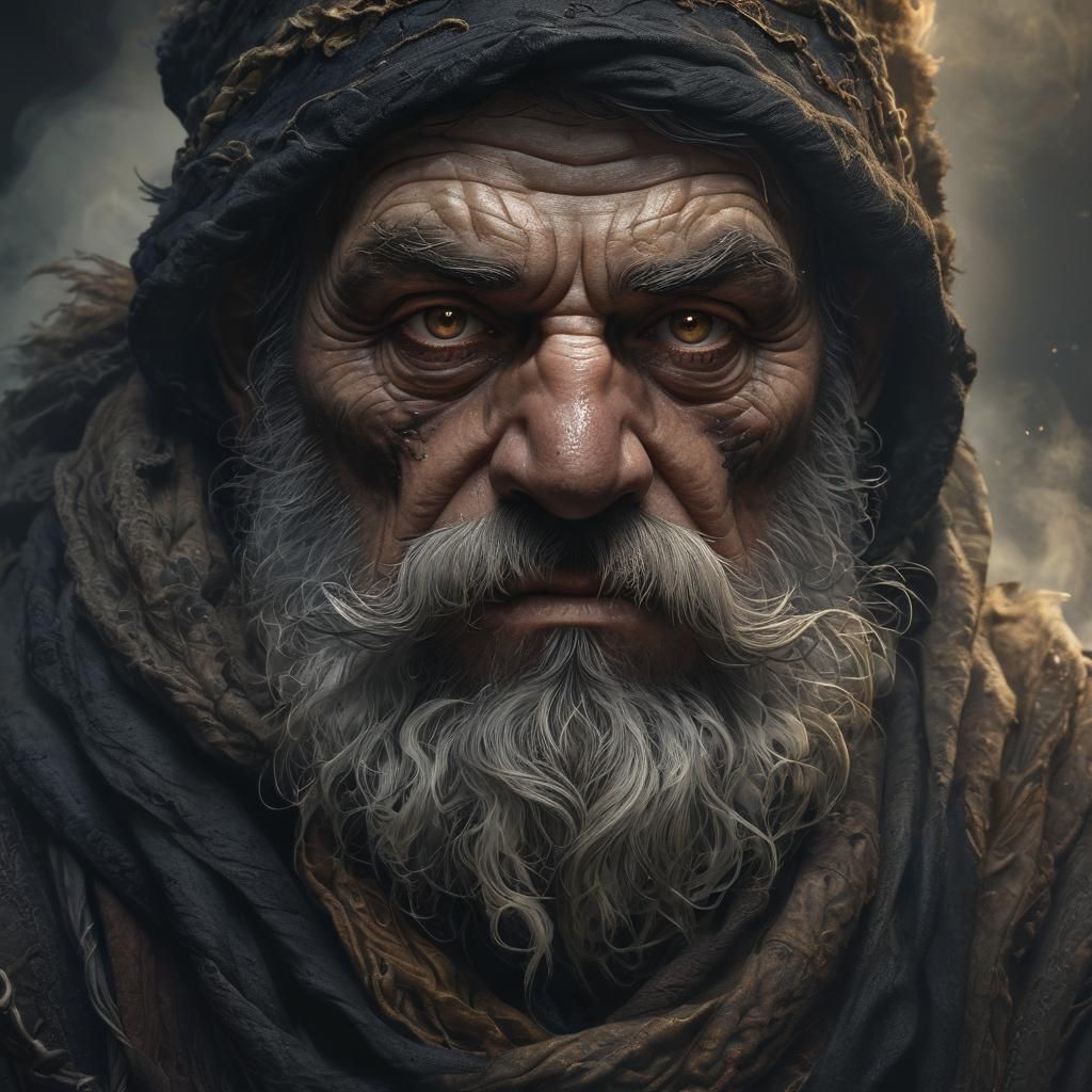 Dramatic Dwarf Rogue Portrait in Dark Fantasy Style