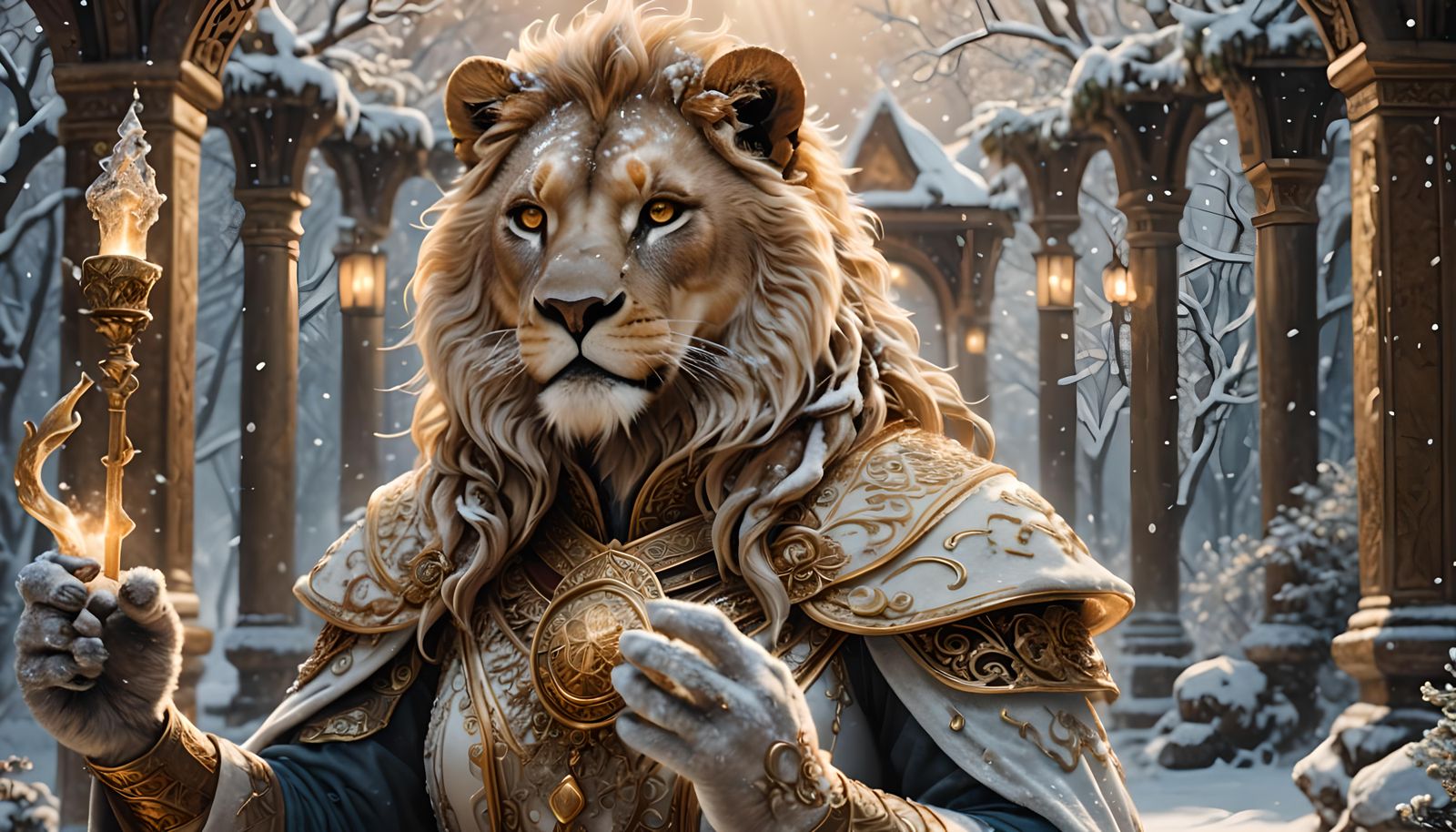 Lion Cleric in Winter Wonderland