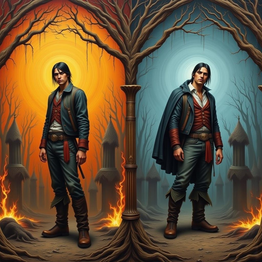 Pirate Native American Post-Apocalyptic Triptych