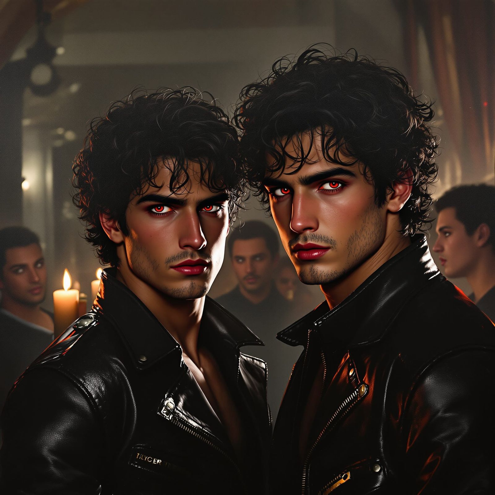 Italian Twin Brothers Enter Halloween Party in Dramatic Ligh...