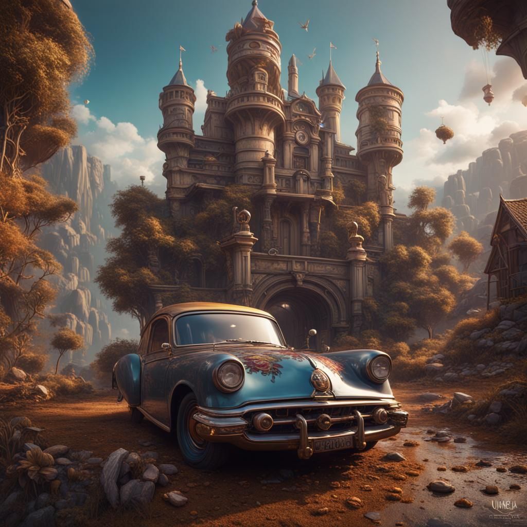 Fantastical Cars in Detailed Matte Painting