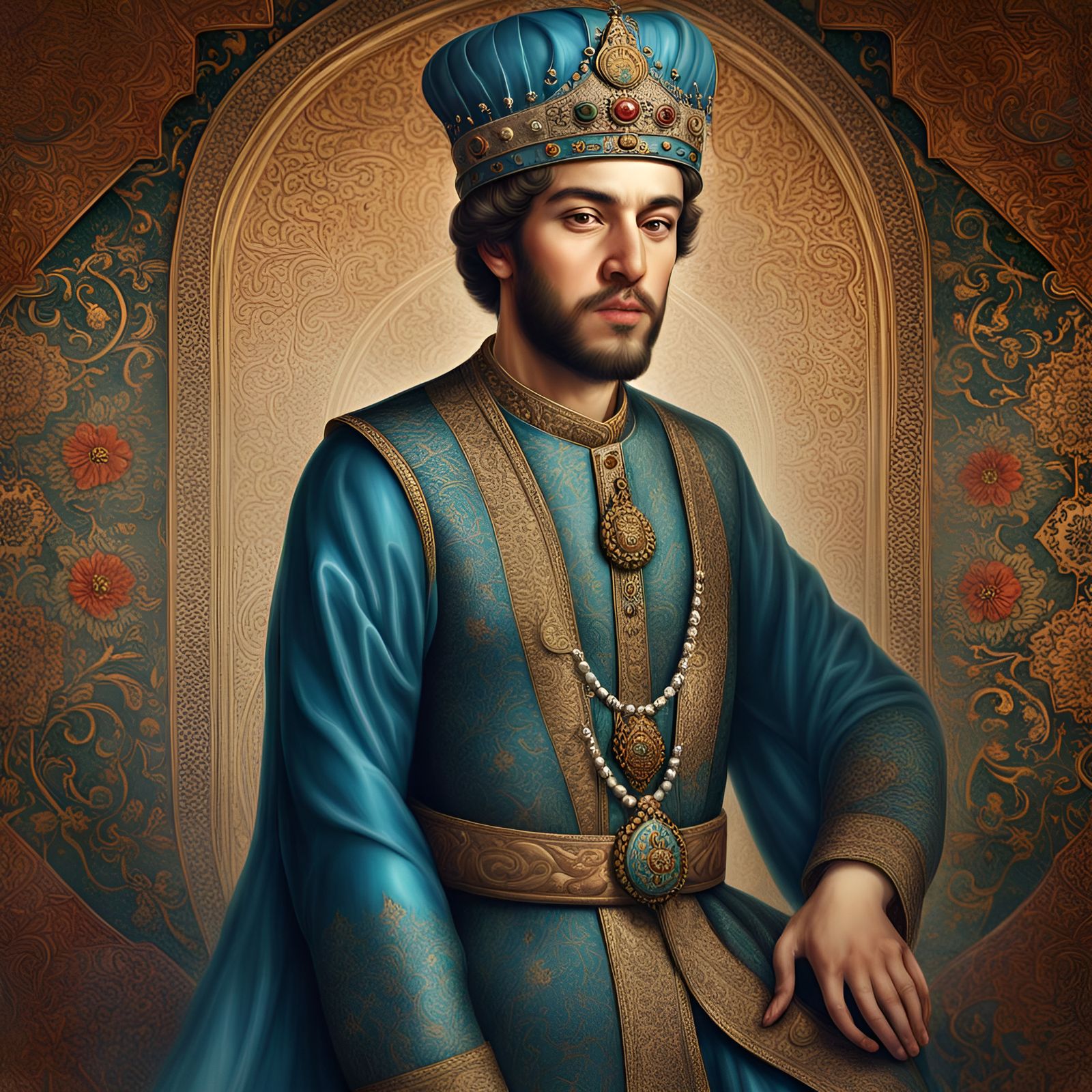Portrait of Shah Ismail I in Persian Royal Attire