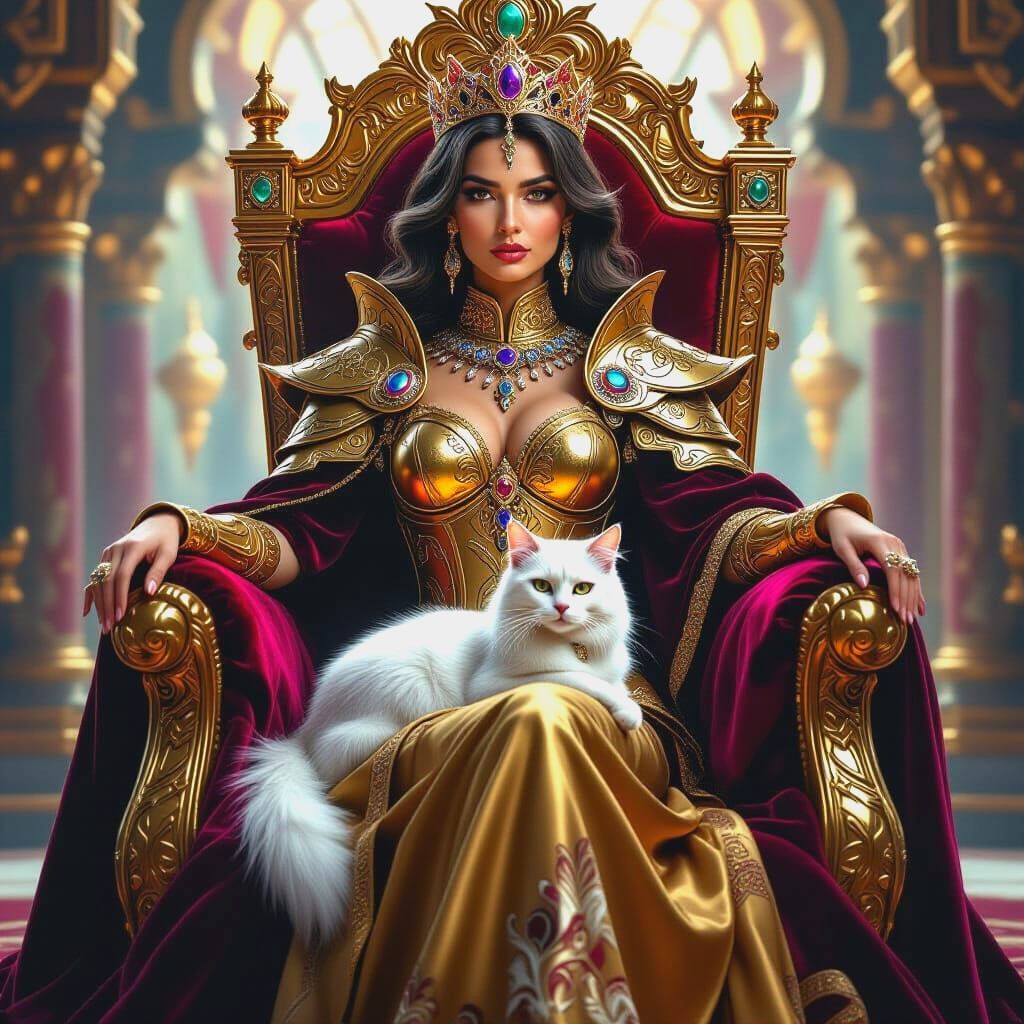 Arabian Queen on Golden Throne in Luis Royo Style