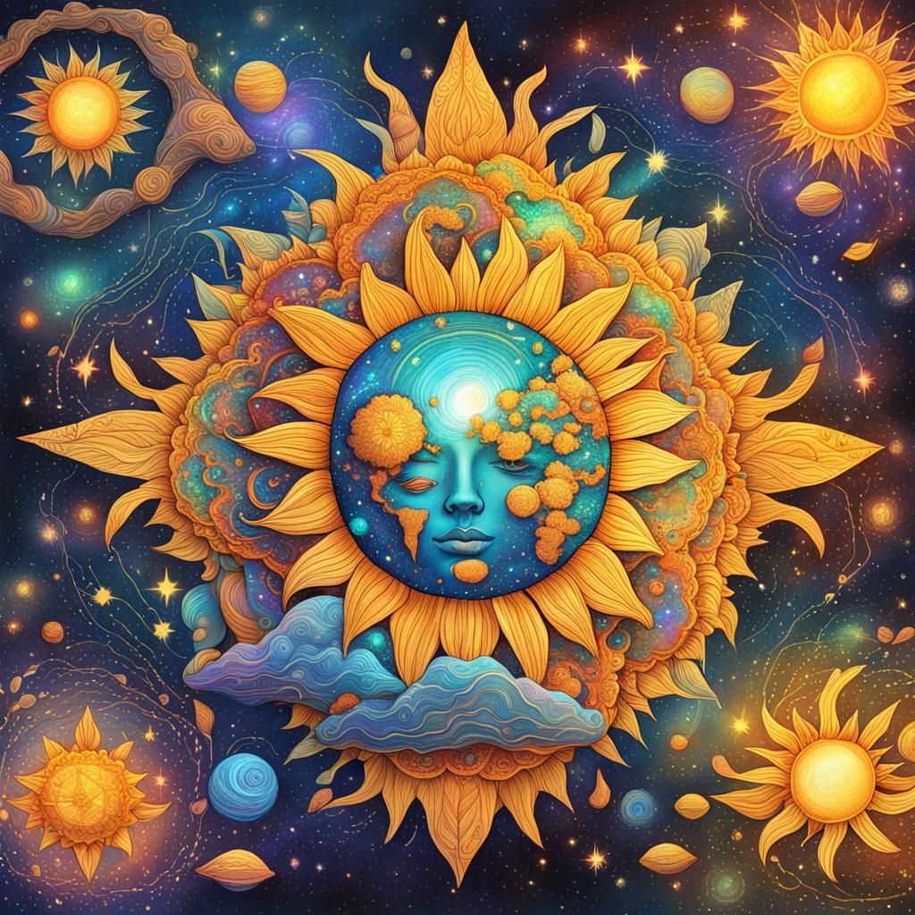 Holographic Cosmic Sun Illustration