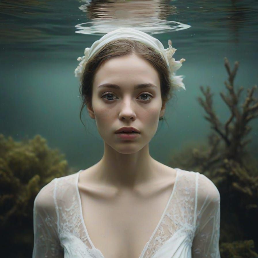 Ethereal Fine Art Underwater Portrait of a Serene Model