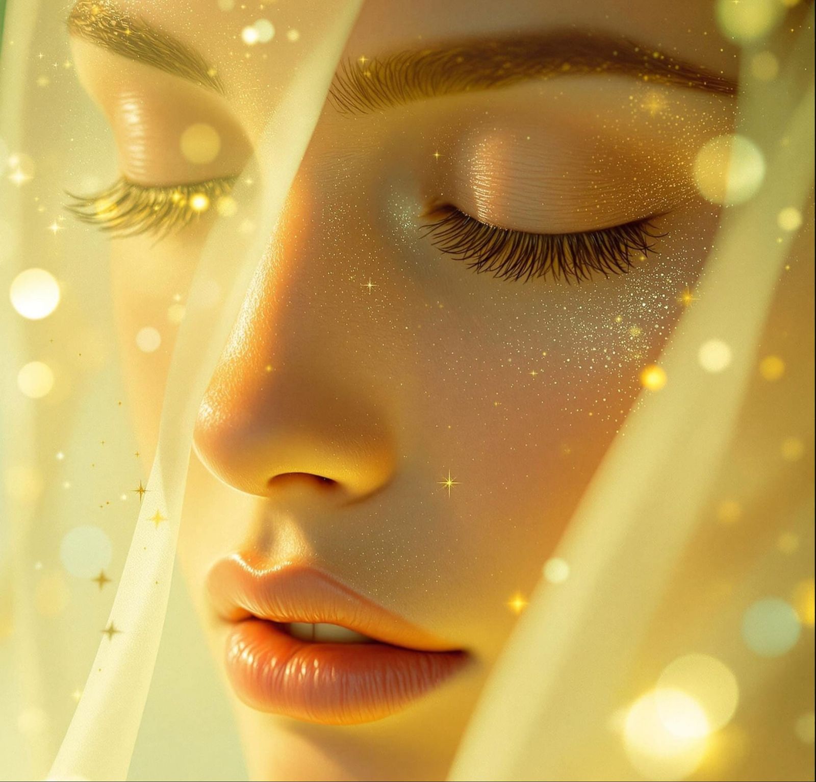 Angel in Golden Light, Ethereal Close-Up