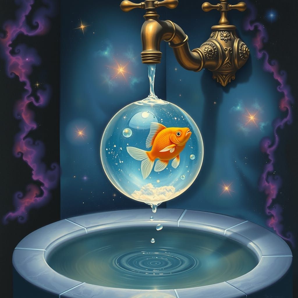 Surreal Ethereal Dreamscape Painting of a Cosmic Fish