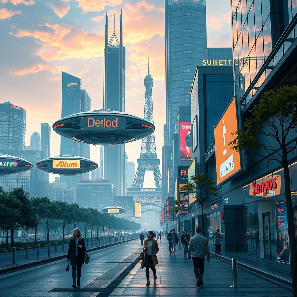 Futuristic Paris in the Year 3000