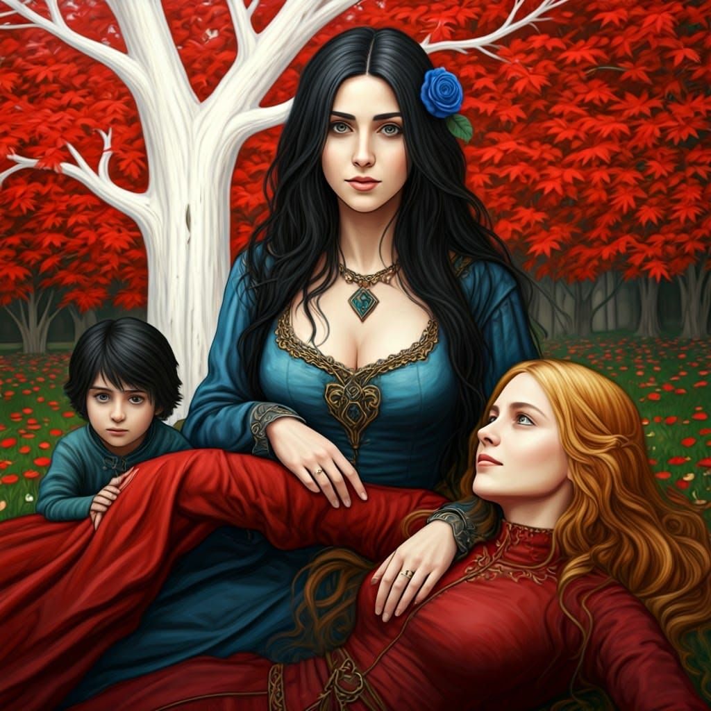 Noble Women and Boy Under the White Tree