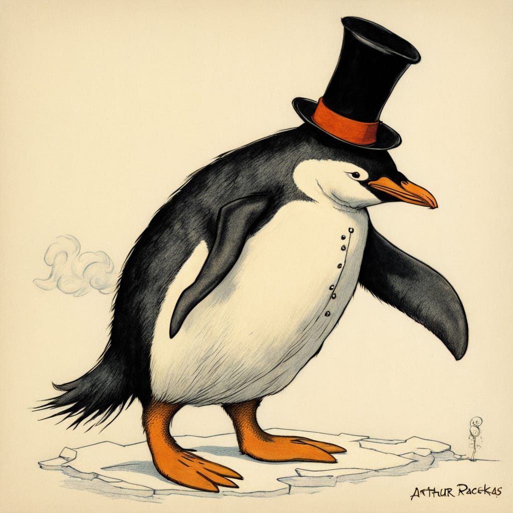 Penguin in Tuxedo, Dr. Seuss Illustration