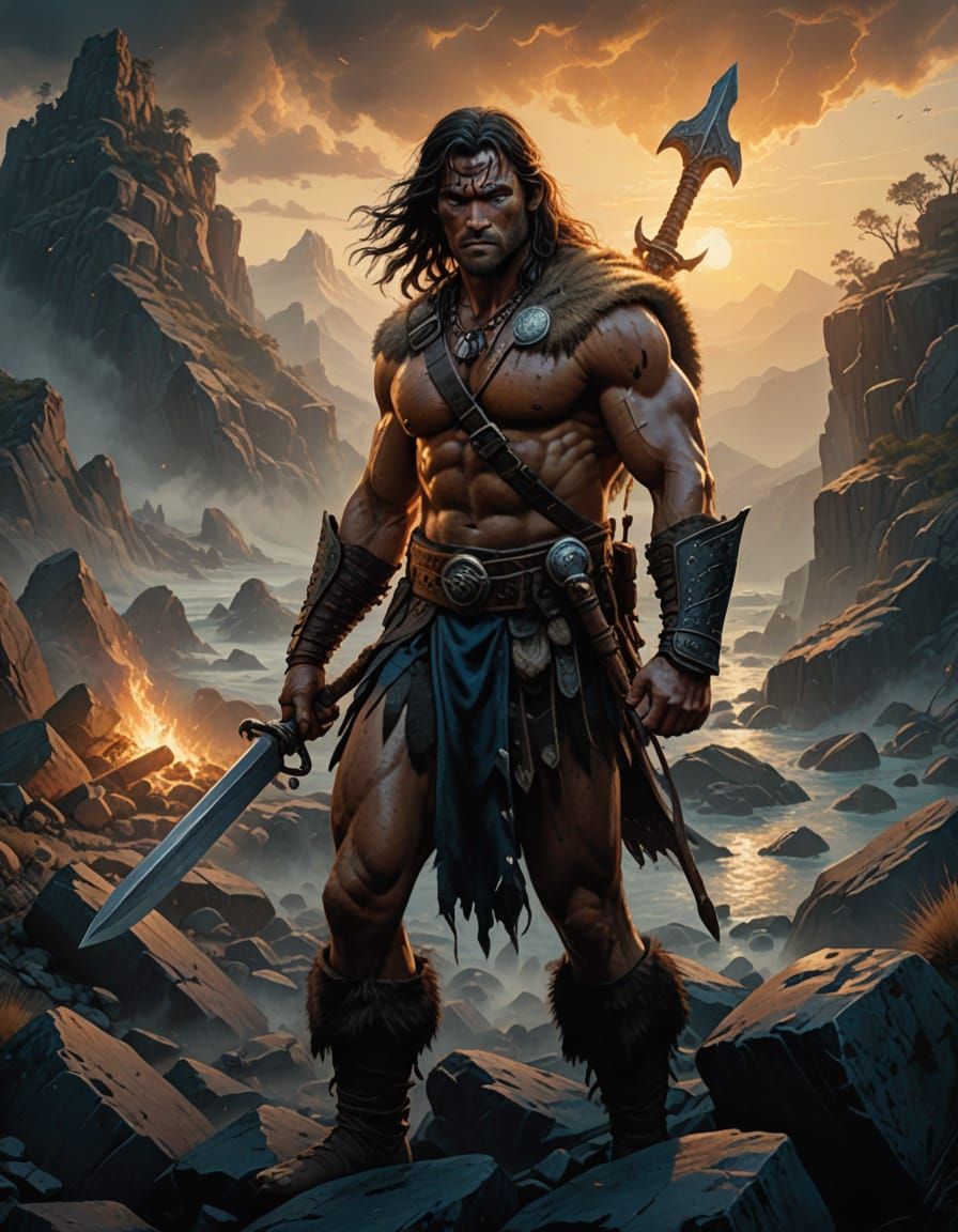 Ethereal Conan in Golden Misty Atmosphere