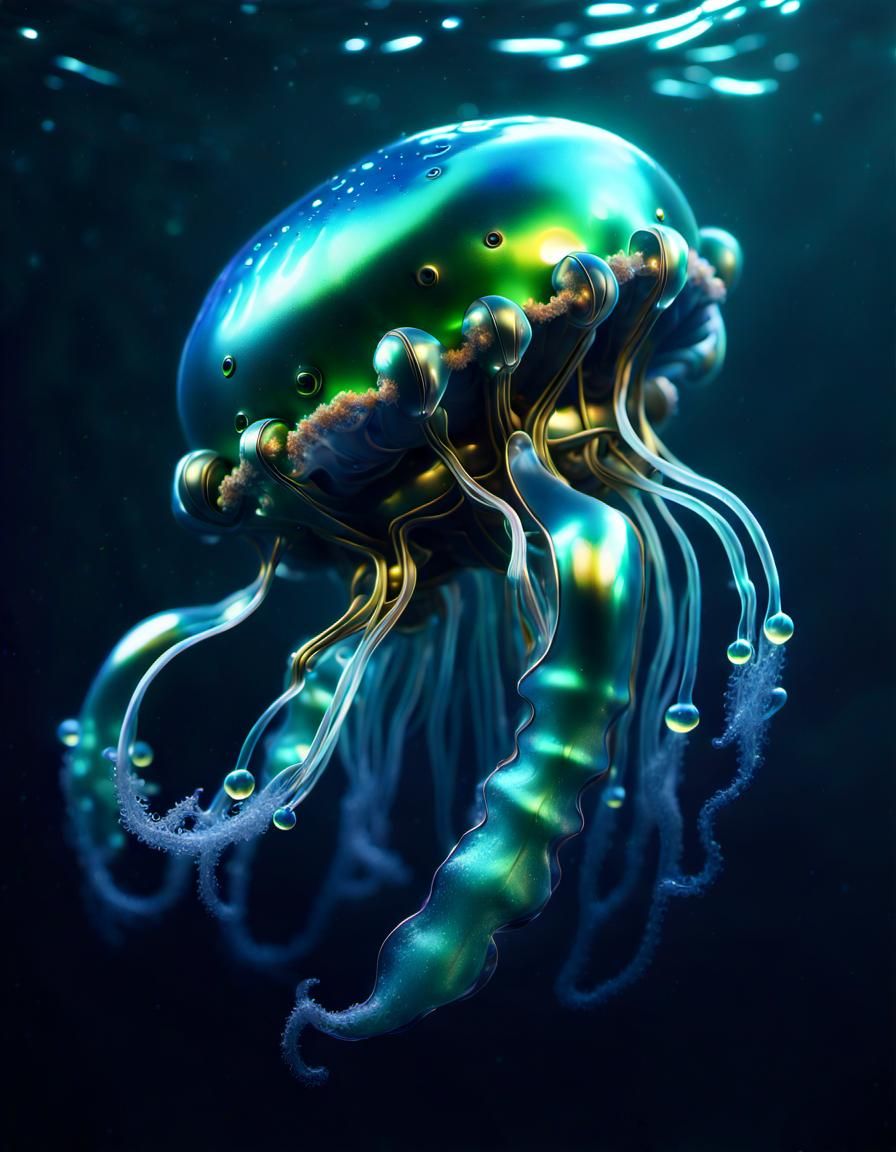 Robotic Tunicate Concept Art in Dark Ocean