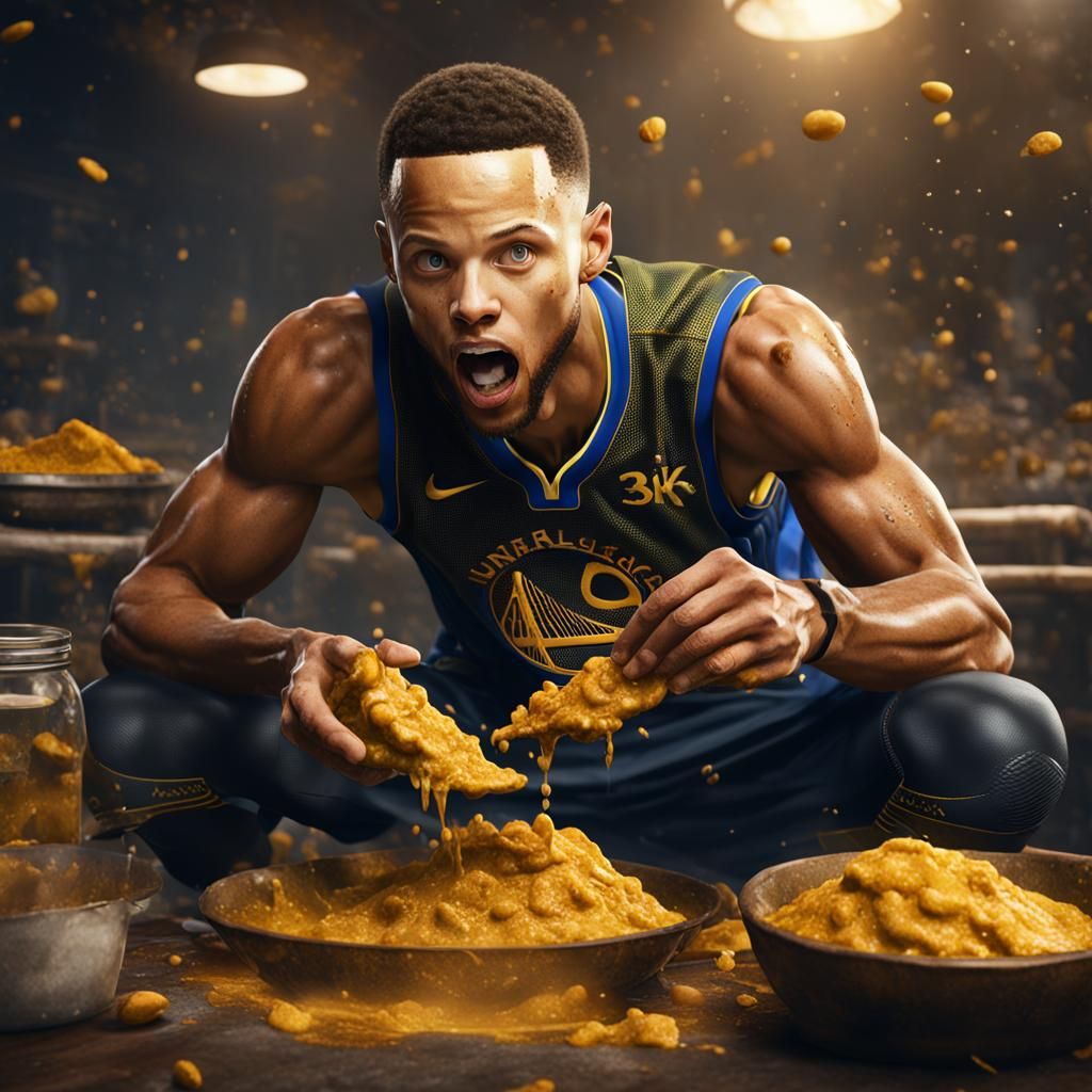 Stephen Curry Eating Curry: Detailed Matte Painting