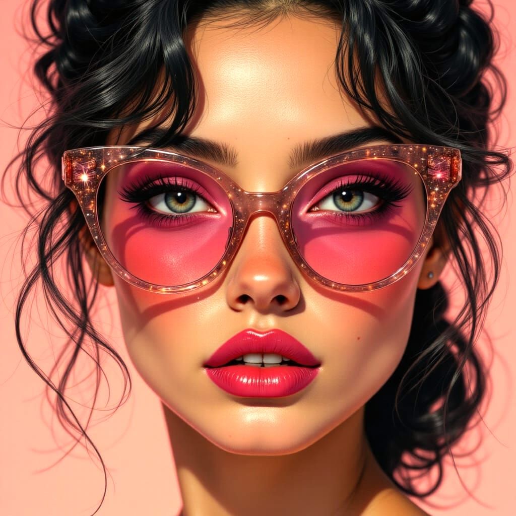 Sassy Pin-Up Portrait in Dream-Punk Comic Style