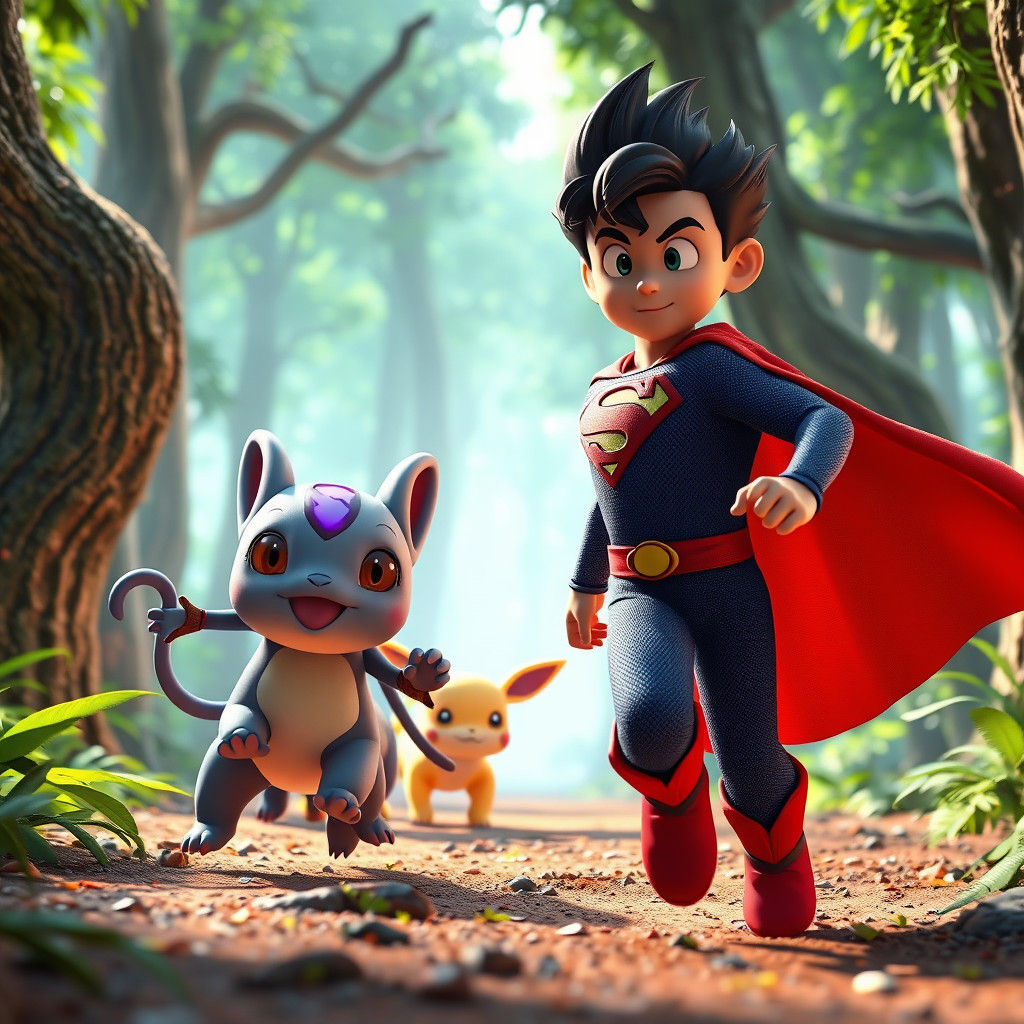 Superman and Goku Kids in Kokiri Forest