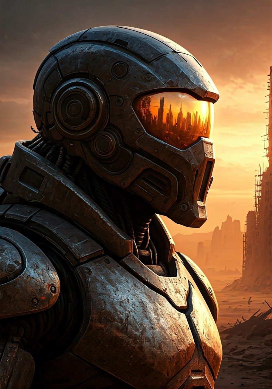 Post-Apocalyptic Robot Surveys Ruined Cityscape