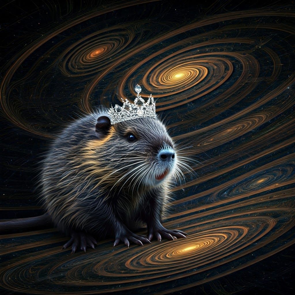 Cosmic Nutria Princess on Psychedelic Throne