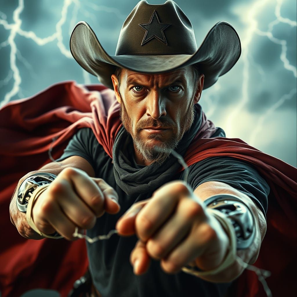 Epic Cowboy Superhero Unleashes Fury in Cinematic Storm