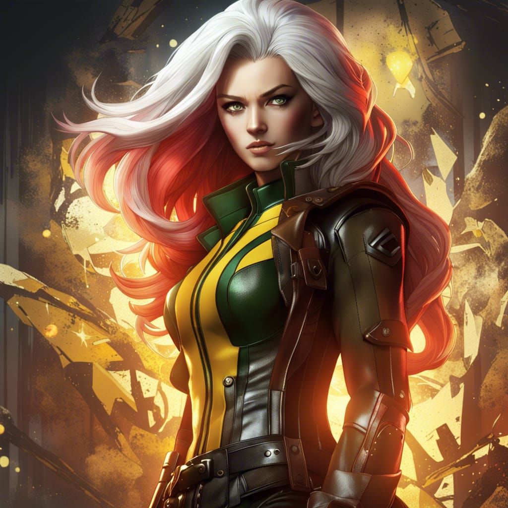 Dynamic Rogue X-Men in Anime-Inspired 3D Art