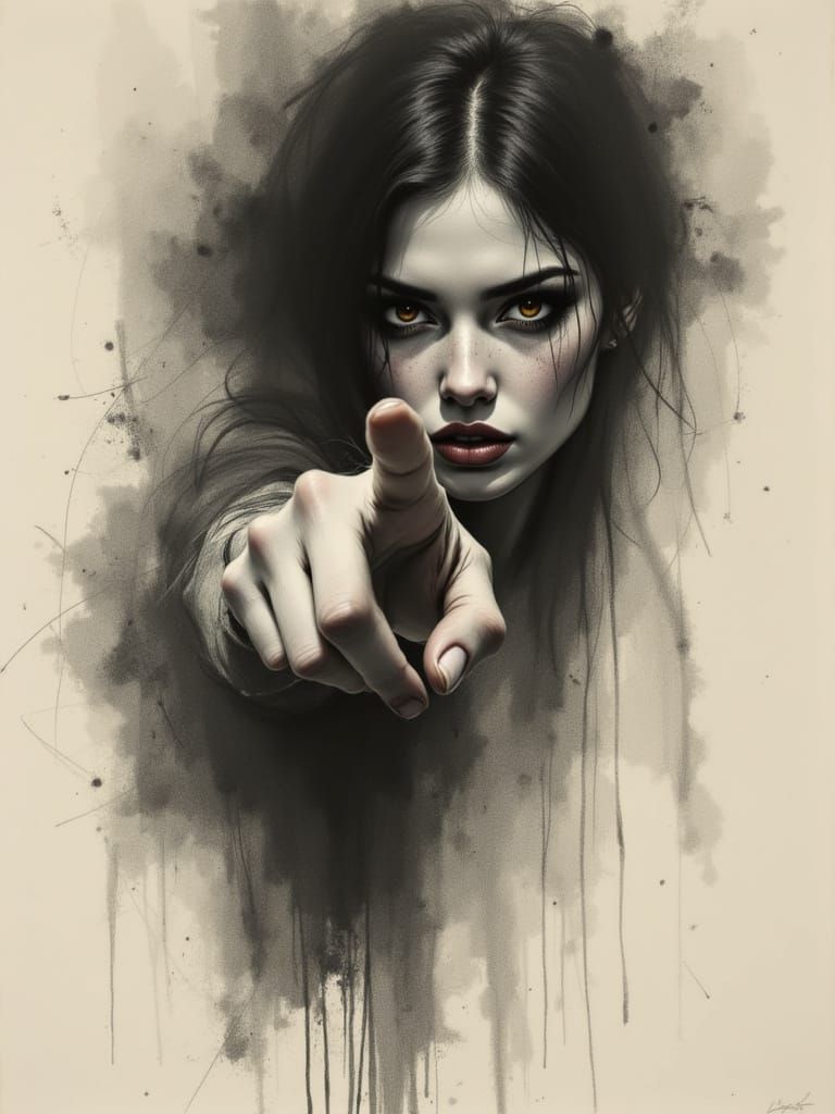 An Abstract Woman's Intense Gaze Locks Onto the Viewer in a ...