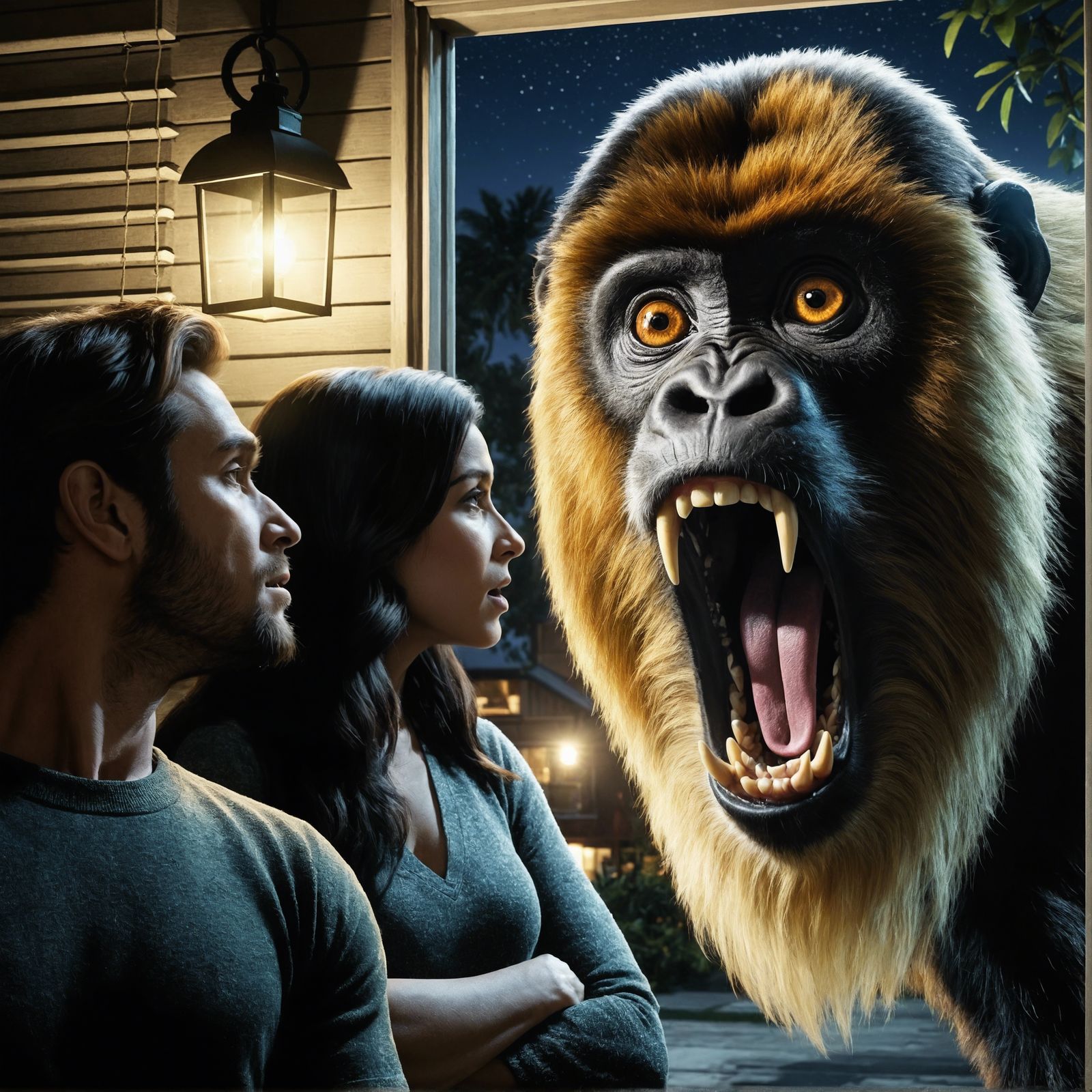 CGI Howler Monkey Ruckus Outside Suburban Home