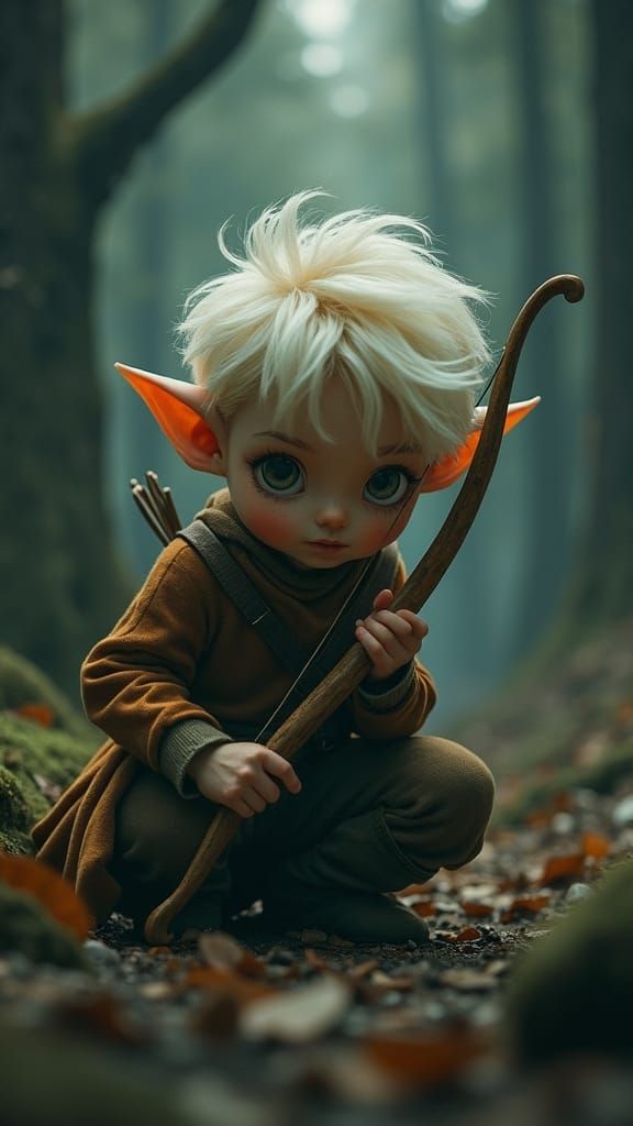 Lalafell Archer in Dark Forest, Cinematic Style