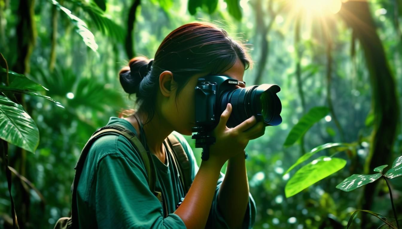 Photographer in Amazon Rainforest: Impressionist Photography