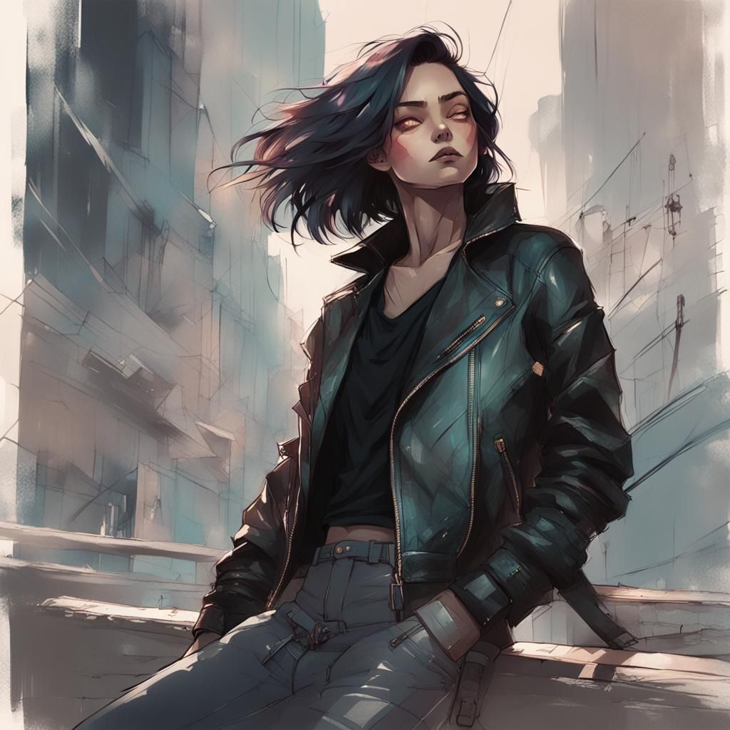 Dark Fantasy Woman with Marble Jacket