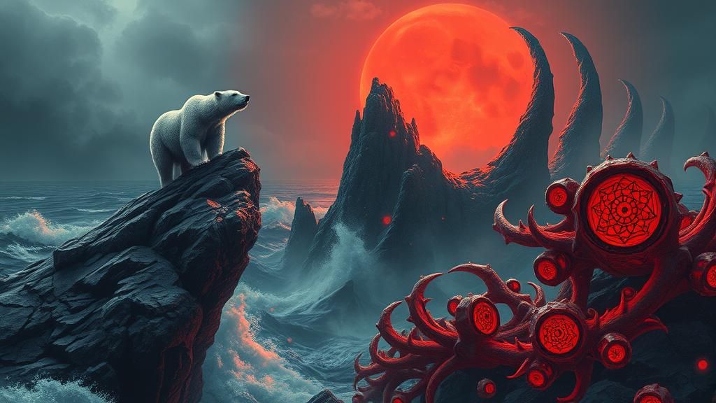 Viking Polar Bear in Surreal Dreamscape