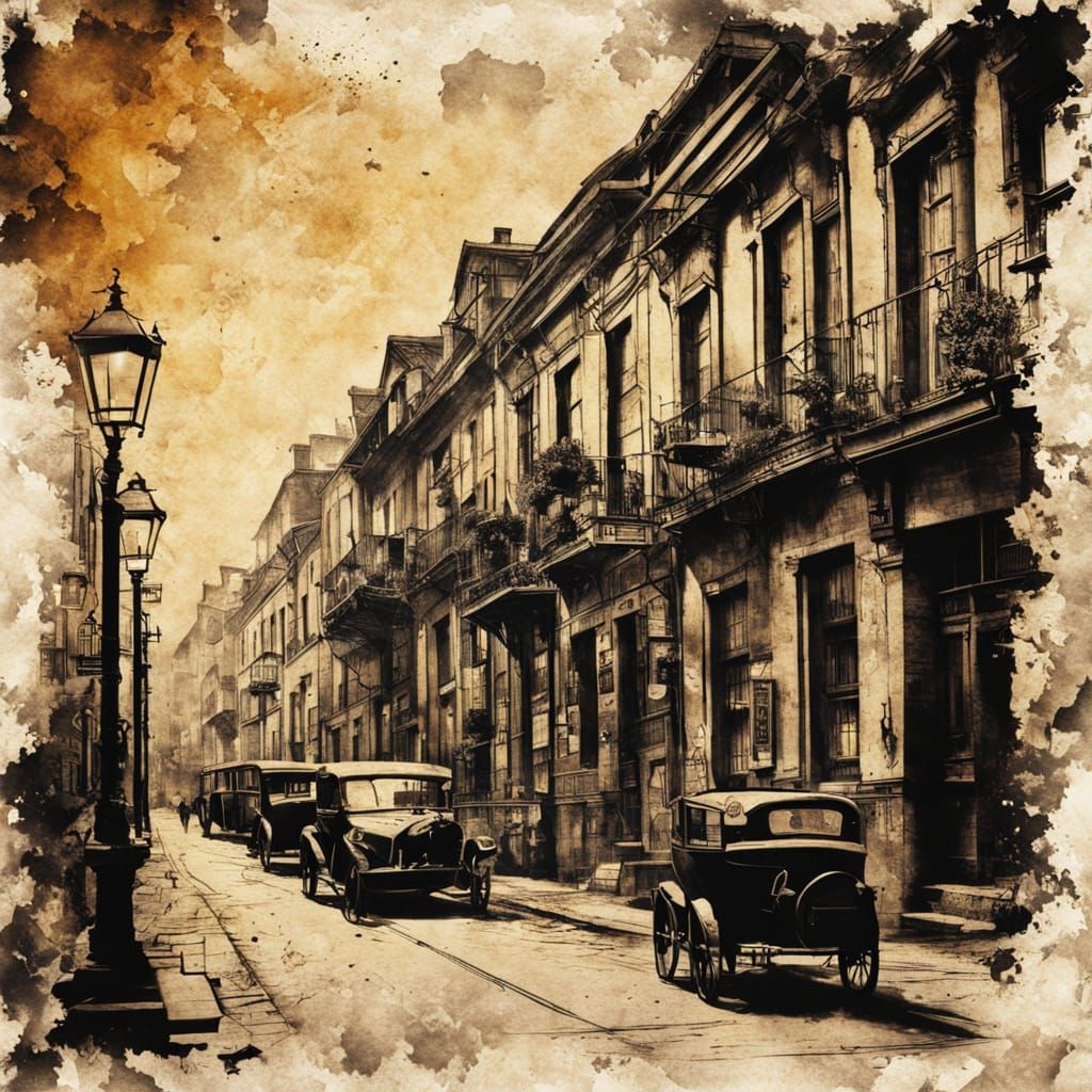 Steampunk London Streets at Night