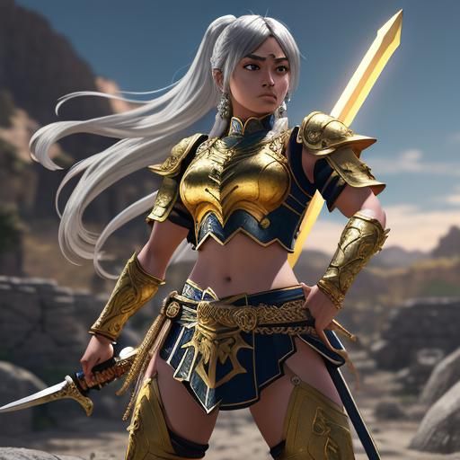 Hyperrealistic Latin Warrior in 3D Anime Art