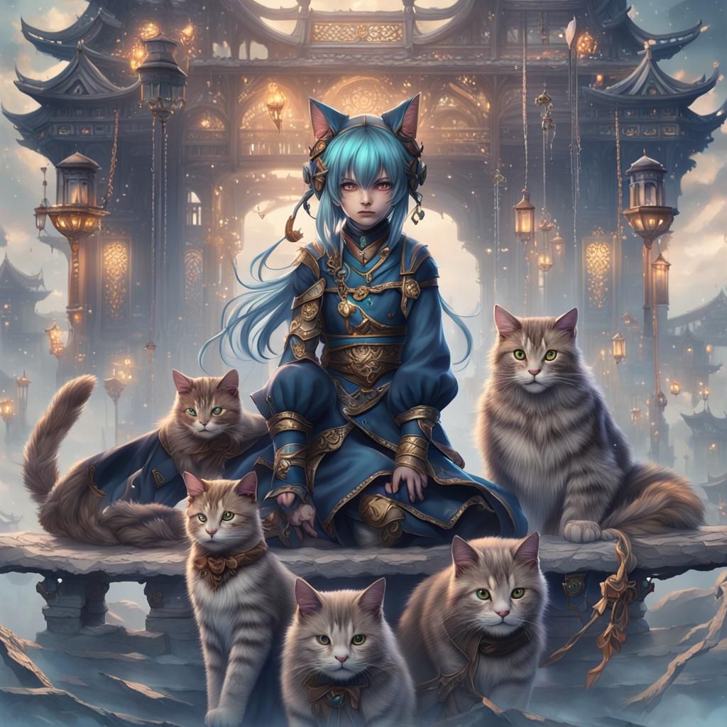 Detailed Neko Girl Fantasy Concept Art