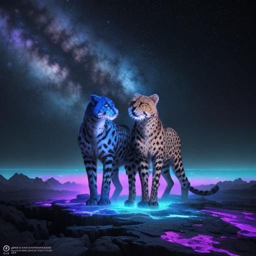Cosmic Cheetahs in Yin Yang: Digital Matte Painting