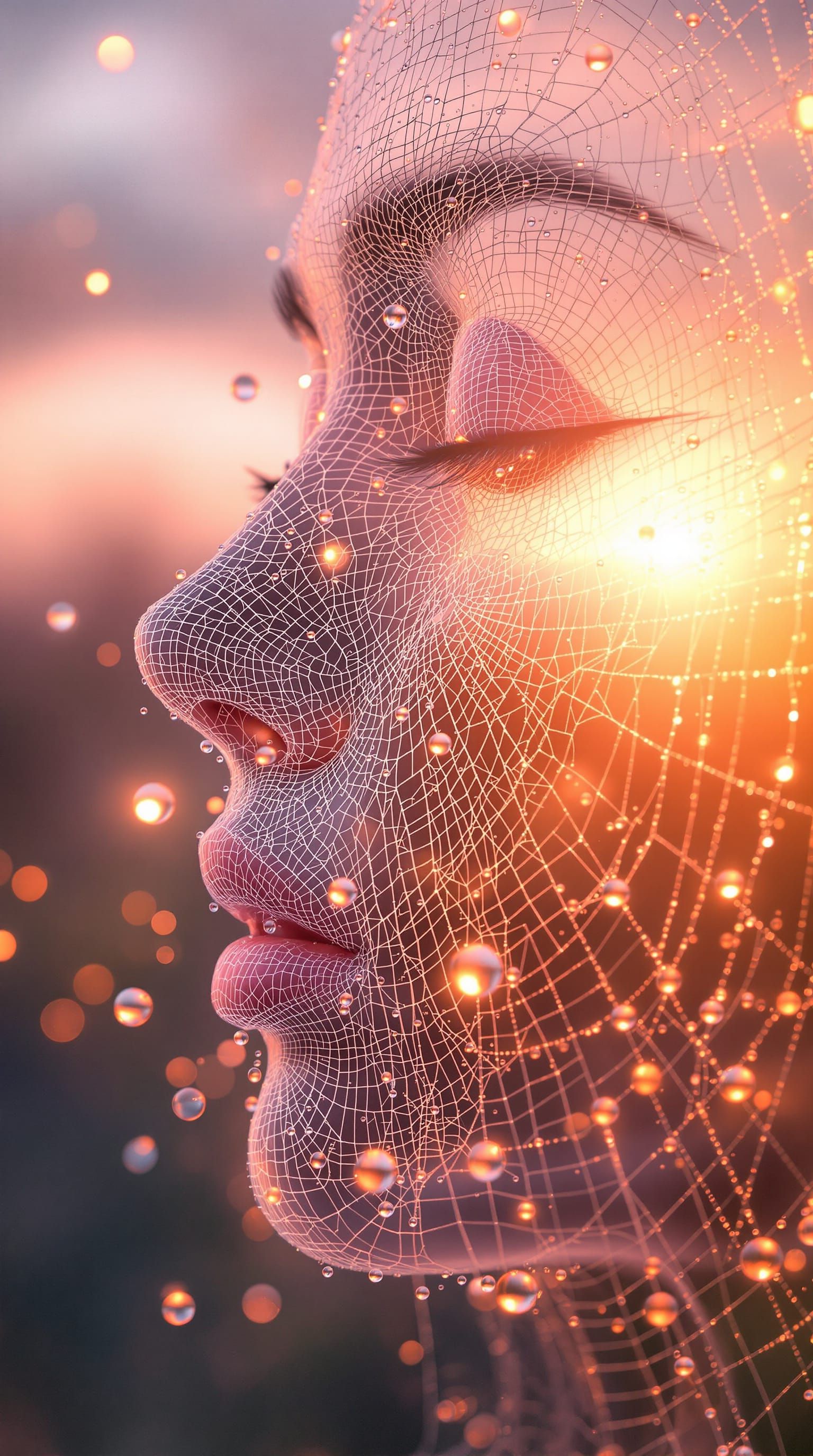 Hyperrealistic 3D Render of Spider Web Face