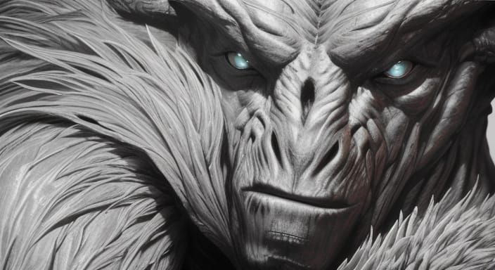 Majestic Afrofuturist Creature in Dystopian Landscape