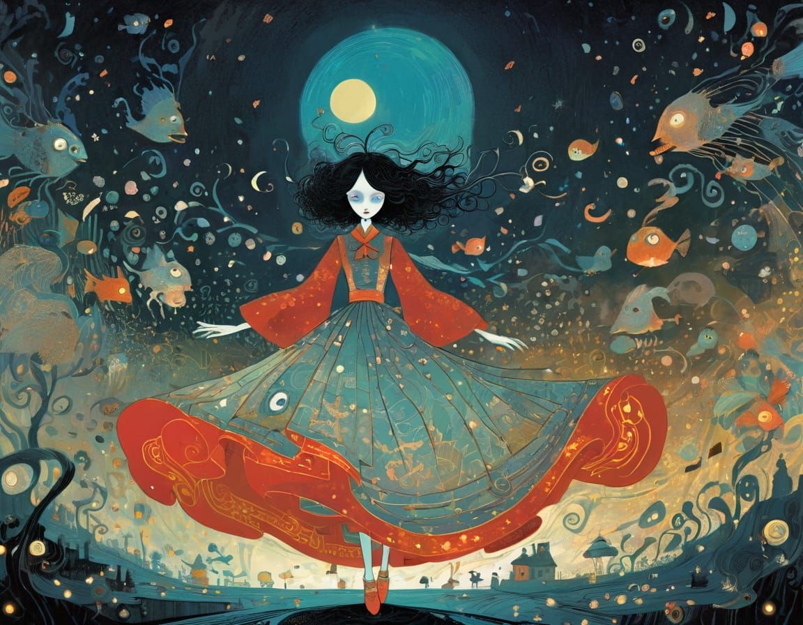 Whimsical Character Design in Gothic Surrealism