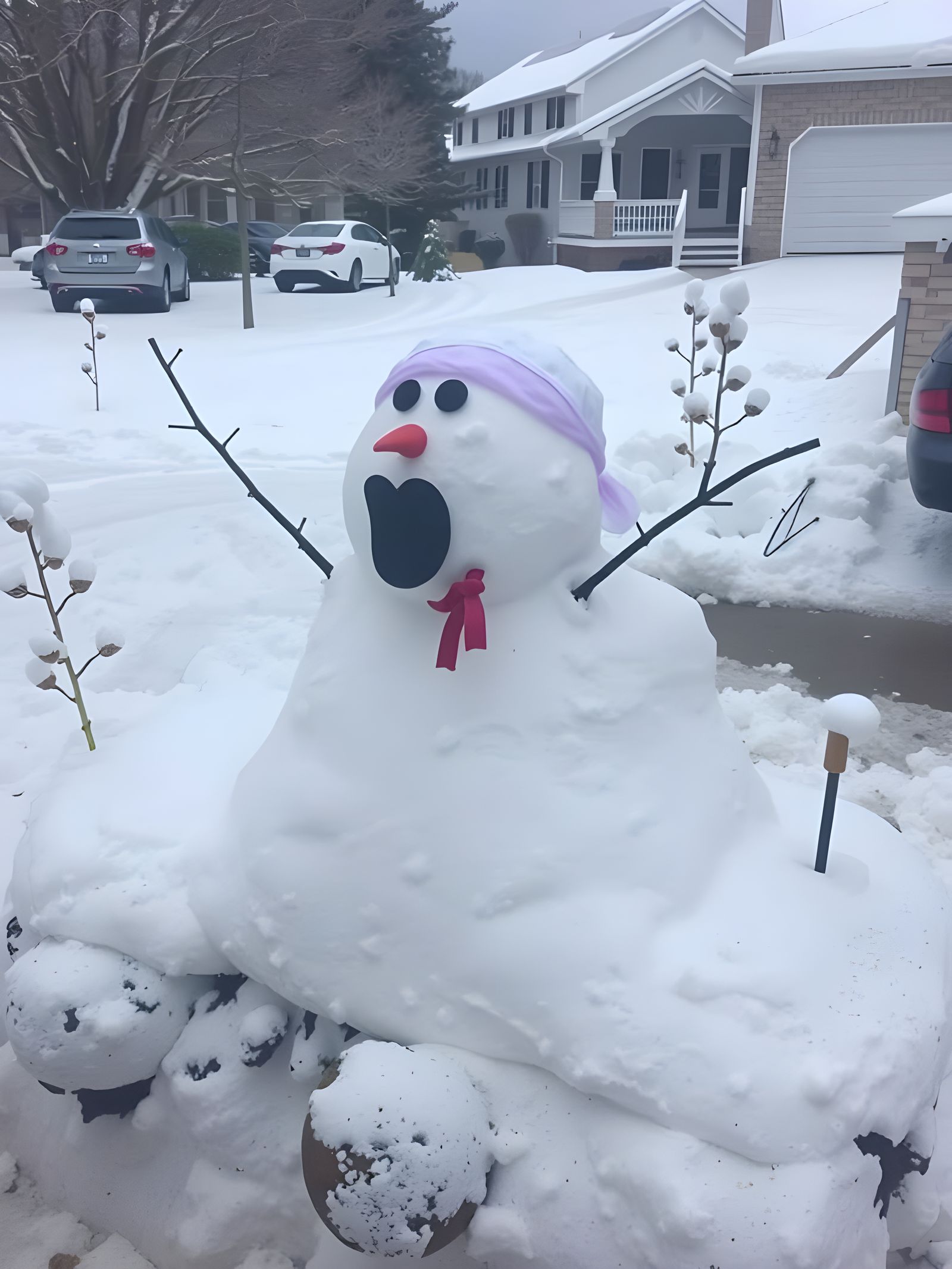 Cheerful Snowman in Pop Art Style