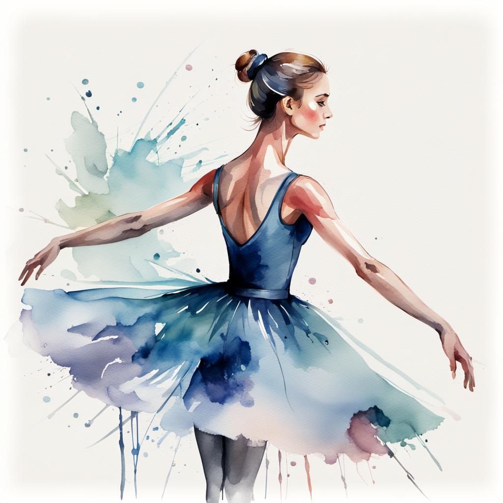 Ballet Dancer in Watercolor Style