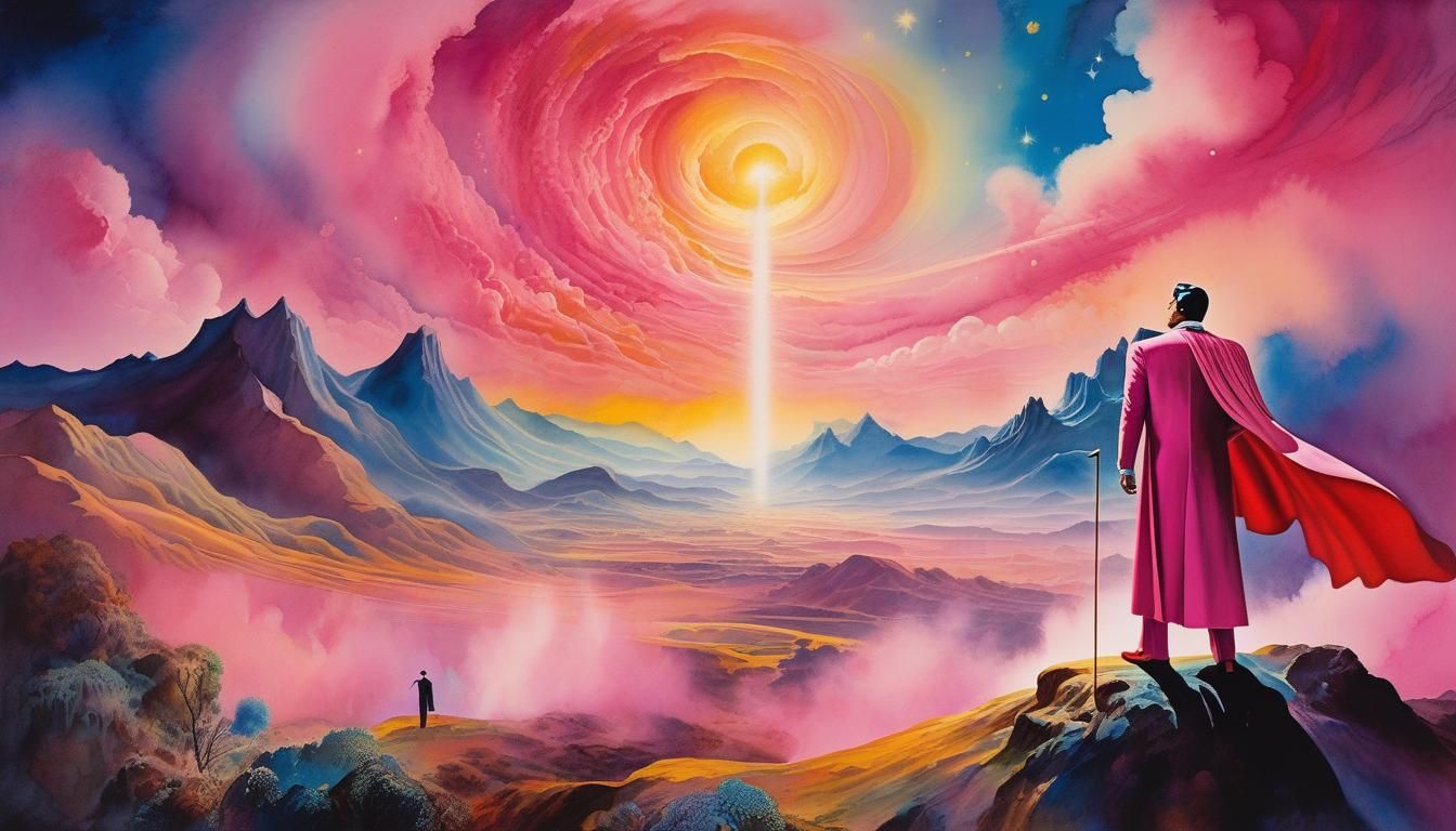 Superman in Pink: A Surrealist Fantasy Painting