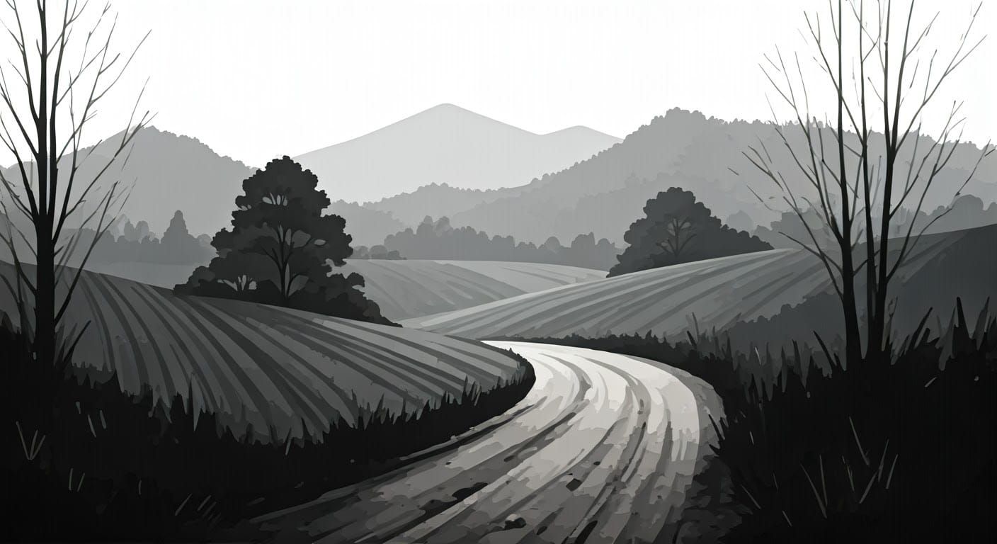 Abstract Ink Landscape in Expressionist Style