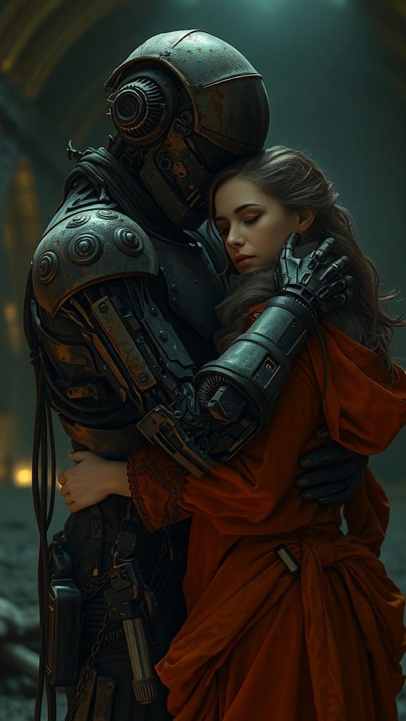 Cyborg's Embrace: Dystopian Art in Giger Style